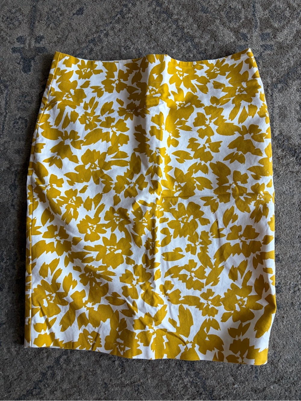 LOFT White and Yellow Floral Pencil Skirt